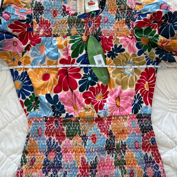 NWT FARM RIO 🌼Sunny Daisies Sand Mini Dress  SIZE M - Picture 8 of 10